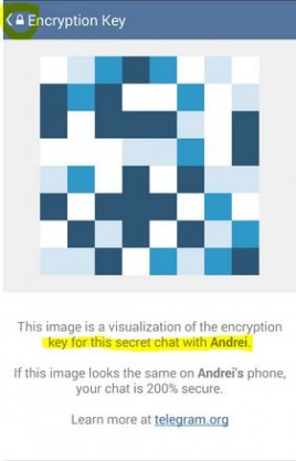 Chave do Chat Privado gerada pelo Telegram Messenger.